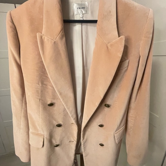 New with Flaw: Frame Peach Velvet Blazer Size 6 - Picture 3 of 16
